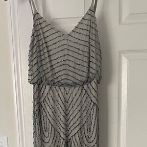 Gray Adrianna Papell beaded gown